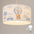 Brilagi - LED børnependel på ledning BOBO 1xE27/60W/230V Ø 35 cm blå/bamser