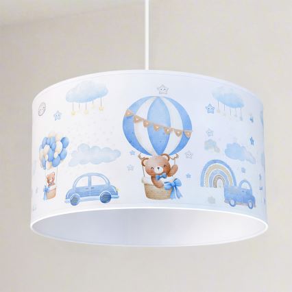Brilagi - LED børnependel på ledning BOBO 1xE27/60W/230V Ø 35 cm blå/bamser