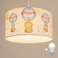 Brilagi - LED børnependel på ledning BOBO 1xE27/60W/230V Ø 35 cm hvid/dyremotiv