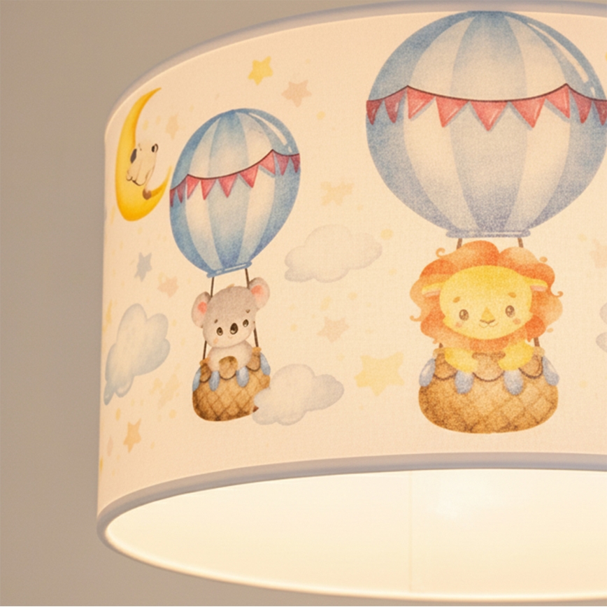 Brilagi - LED børnependel på ledning BOBO 1xE27/60W/230V Ø 35 cm hvid/dyremotiv