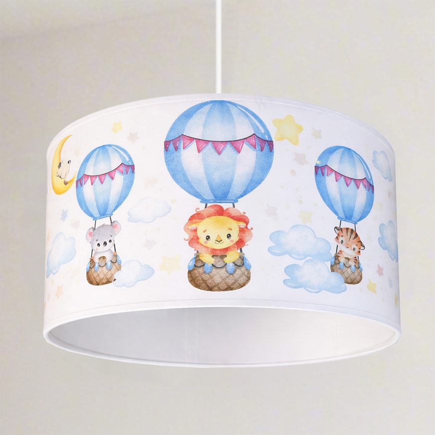 Brilagi - LED børnependel på ledning BOBO 1xE27/60W/230V Ø 35 cm hvid/dyremotiv