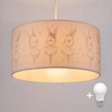 Brilagi - LED børnependel på ledning BOBO 1xE27/60W/230V Ø 35 cm hvid/kaninmotiv