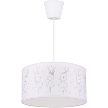 Brilagi - LED børnependel på ledning BOBO 1xE27/60W/230V Ø 35 cm hvid/kaninmotiv