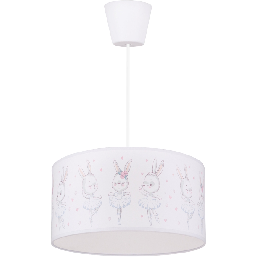 Brilagi - LED børnependel på ledning BOBO 1xE27/60W/230V Ø 35 cm hvid/kaninmotiv