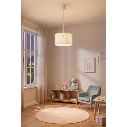 Brilagi - LED børnependel på ledning BOBO 1xE27/60W/230V Ø 35 cm hvid/kaninmotiv