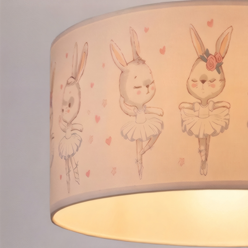 Brilagi - LED børnependel på ledning BOBO 1xE27/60W/230V Ø 35 cm hvid/kaninmotiv