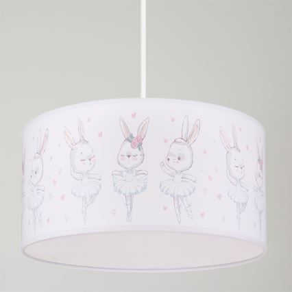 Brilagi - LED børnependel på ledning BOBO 1xE27/60W/230V Ø 35 cm hvid/kaninmotiv