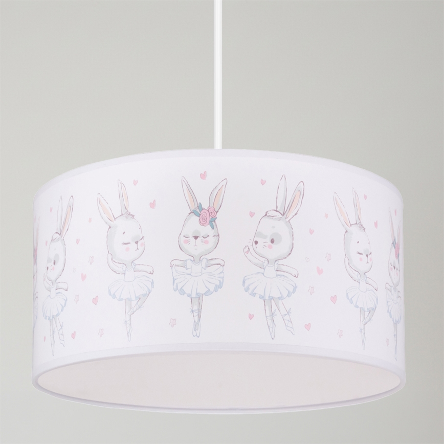 Brilagi - LED børnependel på ledning BOBO 1xE27/60W/230V Ø 35 cm hvid/kaninmotiv