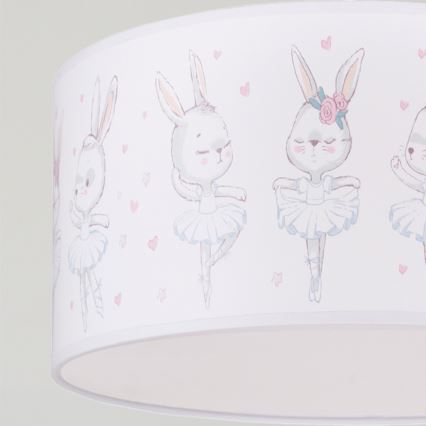 Brilagi - LED børnependel på ledning BOBO 1xE27/60W/230V Ø 35 cm hvid/kaninmotiv