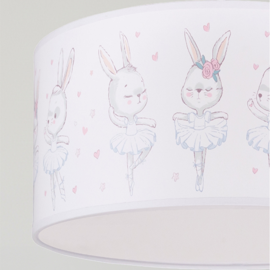 Brilagi - LED børnependel på ledning BOBO 1xE27/60W/230V Ø 35 cm hvid/kaninmotiv