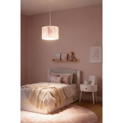 Brilagi - LED børnependel på ledning BOBO 1xE27/60W/230V Ø 35 cm lyserød/balletsko