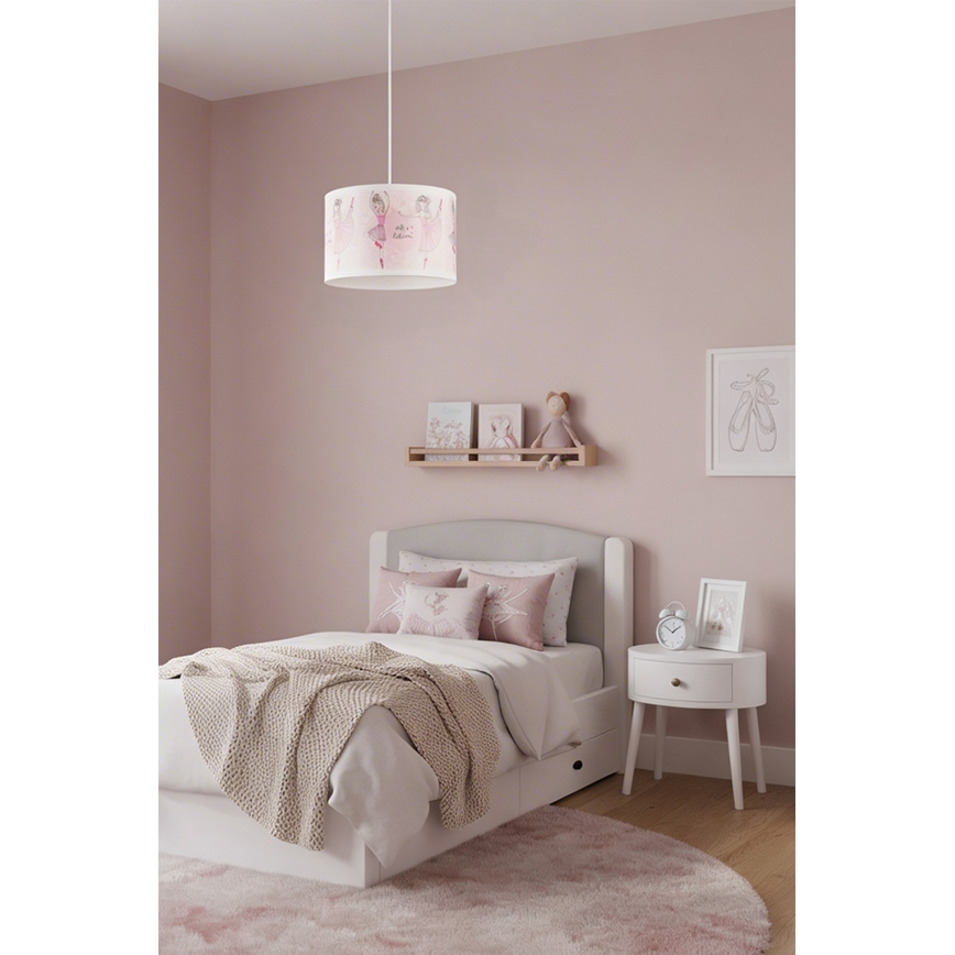 Brilagi - LED børnependel på ledning BOBO 1xE27/60W/230V Ø 35 cm lyserød/balletsko