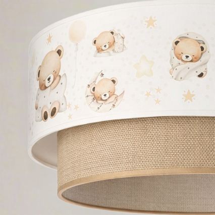 Brilagi - LED børnependel på ledning BOBO 1xE27/60W/230V Ø 40 cm hvid/beige/med bamser