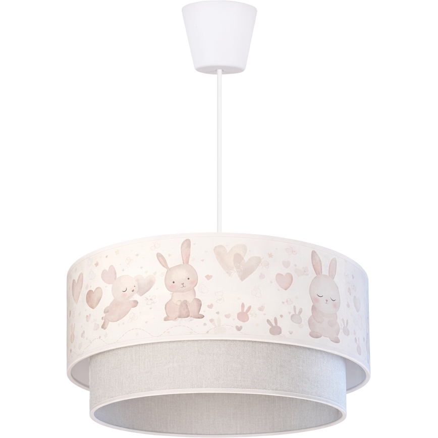 Brilagi - LED børnependel med kabel BOBO 1xE27/60W/230V Ø 40 cm creme/grå/kaniner