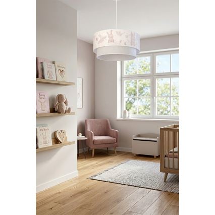 Brilagi - LED børnependel med kabel BOBO 1xE27/60W/230V Ø 40 cm creme/grå/kaniner