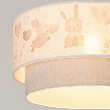 Brilagi - LED børnependel med kabel BOBO 1xE27/60W/230V Ø 40 cm creme/grå/kaniner