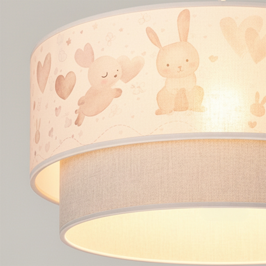 Brilagi - LED børnependel med kabel BOBO 1xE27/60W/230V Ø 40 cm creme/grå/kaniner