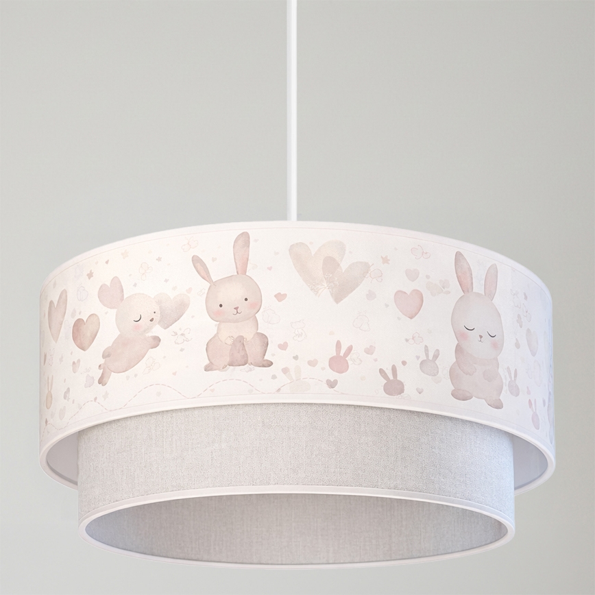 Brilagi - LED børnependel med kabel BOBO 1xE27/60W/230V Ø 40 cm creme/grå/kaniner