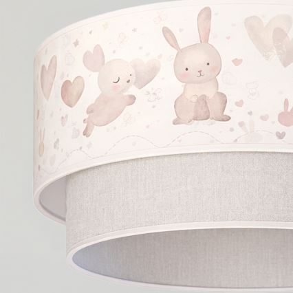 Brilagi - LED børnependel med kabel BOBO 1xE27/60W/230V Ø 40 cm creme/grå/kaniner