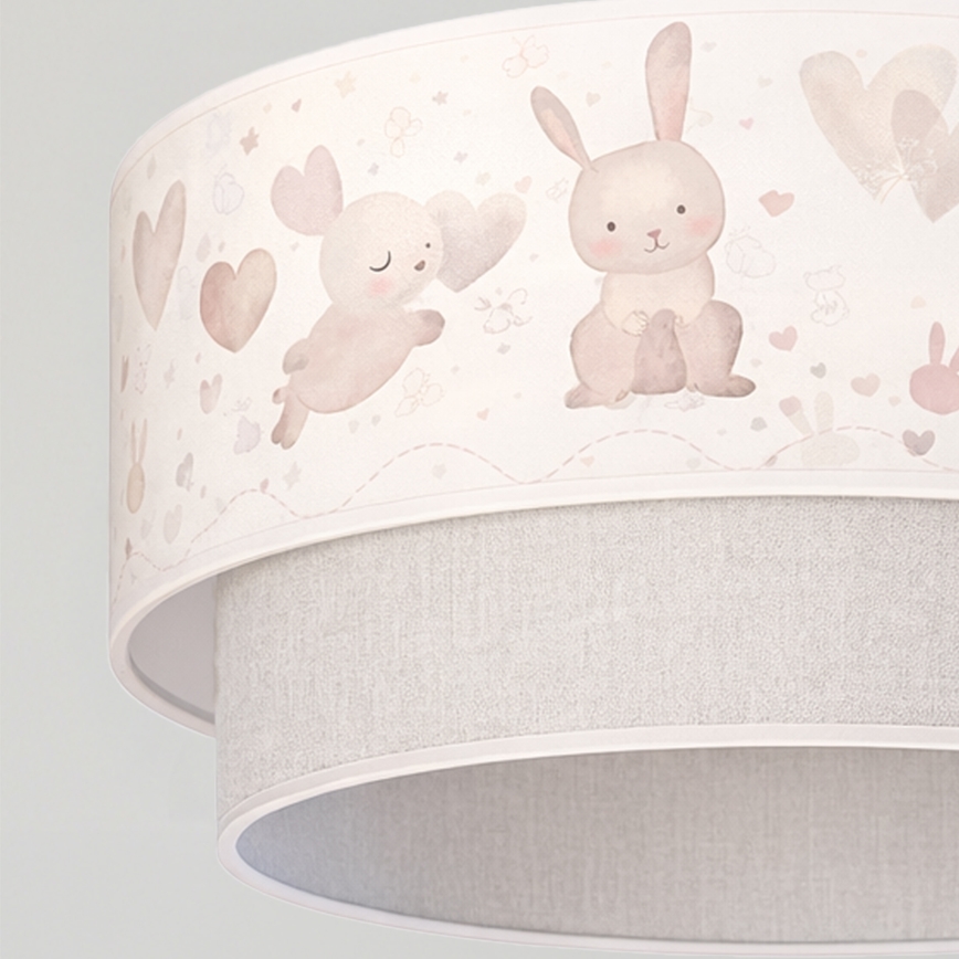 Brilagi - LED børnependel med kabel BOBO 1xE27/60W/230V Ø 40 cm creme/grå/kaniner