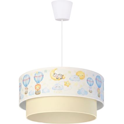 Brilagi - LED børnependel på kabel BOBO 1xE27/60W/230V Ø 40 cm hvid/beige/med dyremotiv