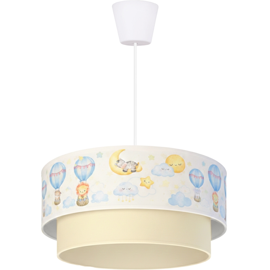 Brilagi - LED børnependel på kabel BOBO 1xE27/60W/230V Ø 40 cm hvid/beige/med dyremotiv