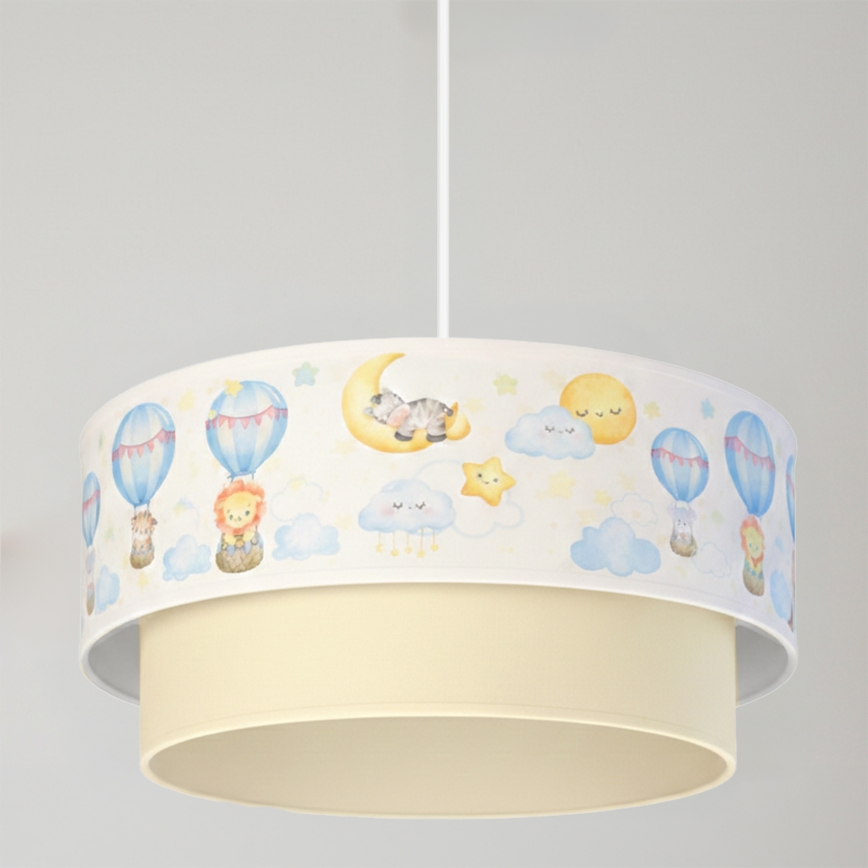 Brilagi - LED børnependel på kabel BOBO 1xE27/60W/230V Ø 40 cm hvid/beige/med dyremotiv