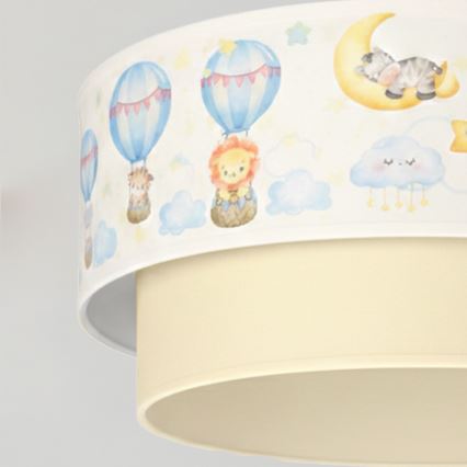 Brilagi - LED børnependel på kabel BOBO 1xE27/60W/230V Ø 40 cm hvid/beige/med dyremotiv