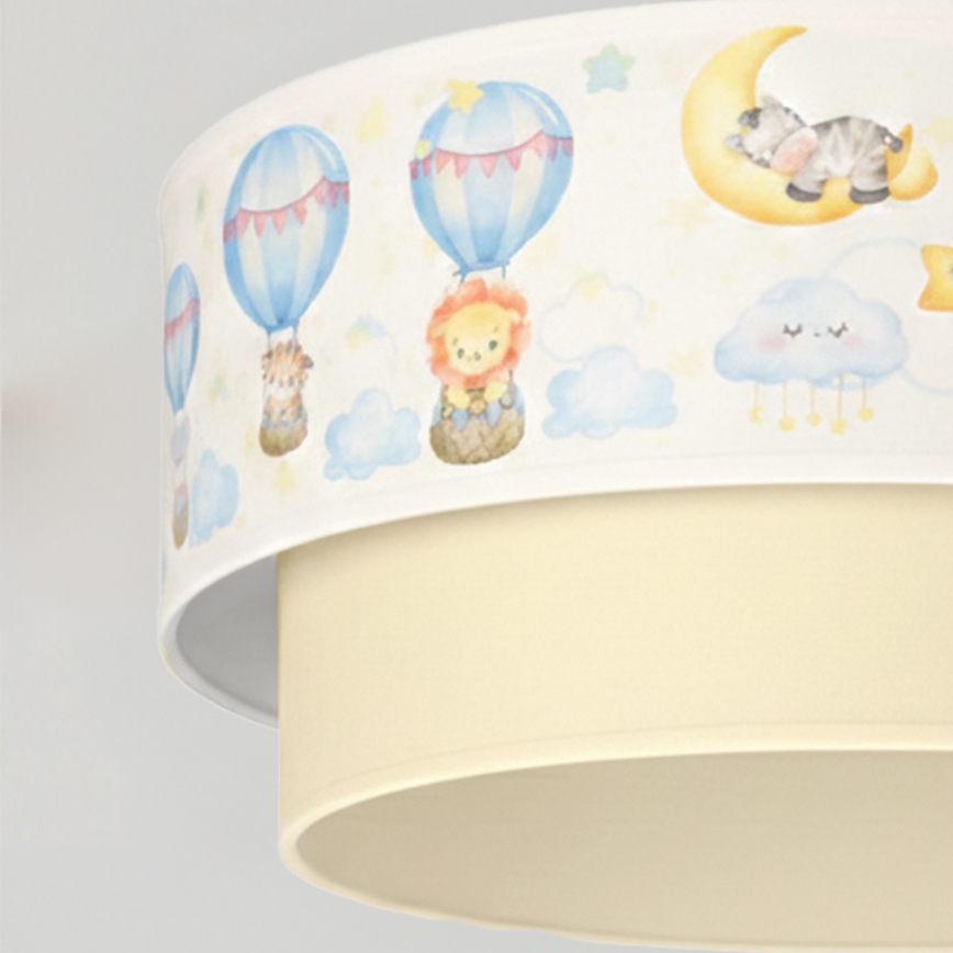 Brilagi - LED børnependel på kabel BOBO 1xE27/60W/230V Ø 40 cm hvid/beige/med dyremotiv