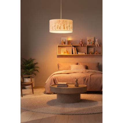 Brilagi - LED børnependel på wire BOBO 1xE27/10W/230V Ø 35 cm hvid/dyremotiv
