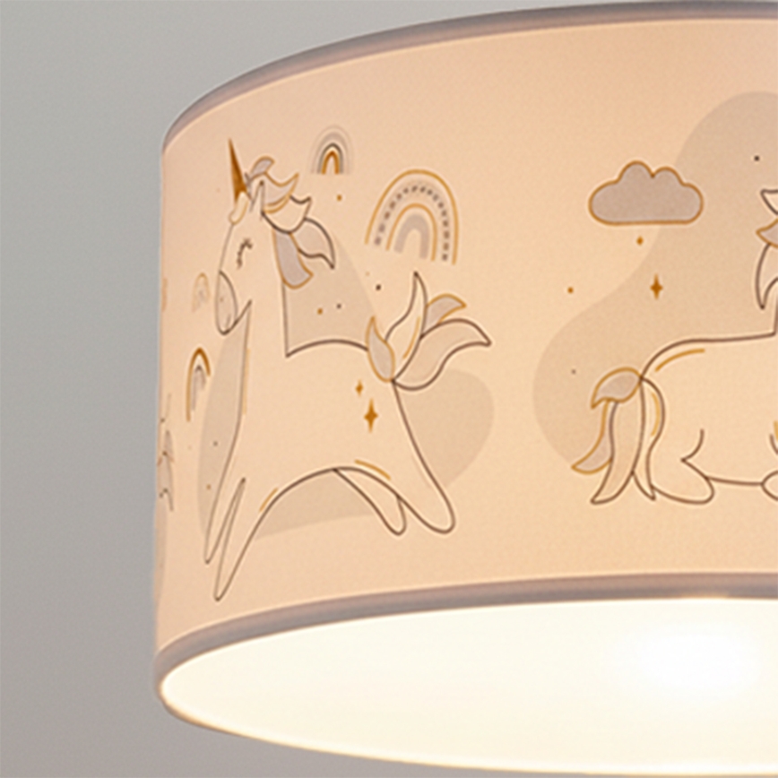 Brilagi - LED børnependel på ledning BOBO 1xE27/10W/230V Ø35 cm hvid/enhjørninger