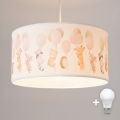 Brilagi - LED børnependel på wire BOBO 1xE27/60W/230V Ø 35 cm hvid/dyremotiv