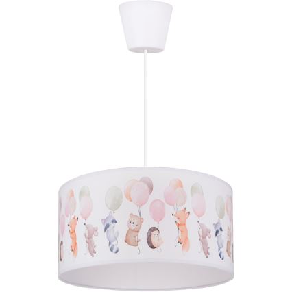 Brilagi - LED børnependel på wire BOBO 1xE27/60W/230V Ø 35 cm hvid/dyremotiv