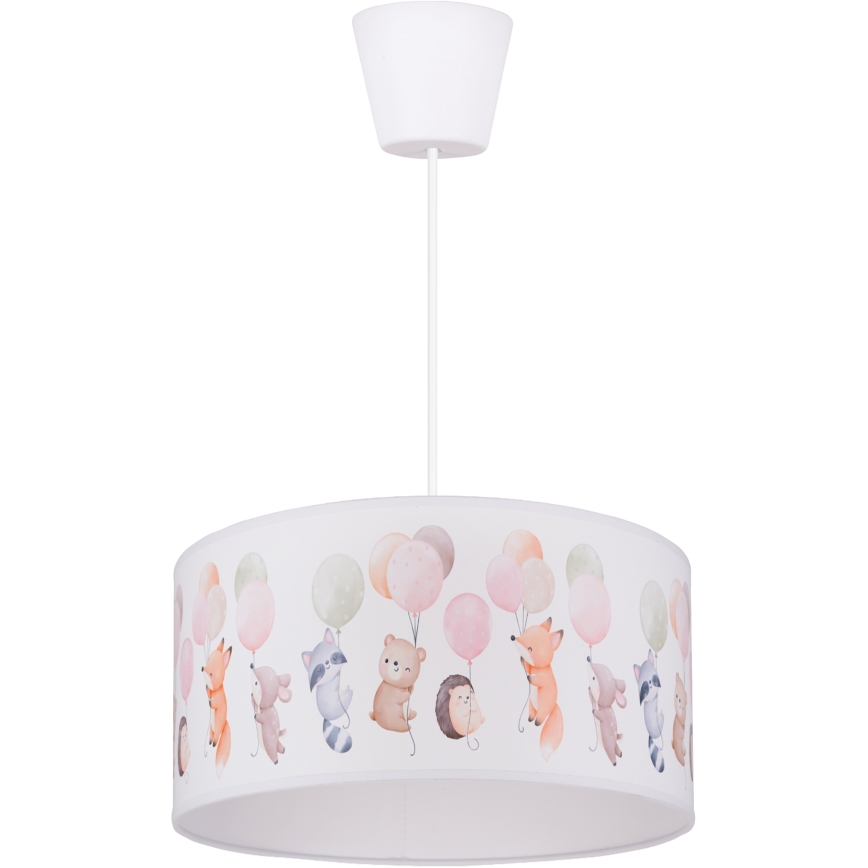 Brilagi - LED børnependel på wire BOBO 1xE27/60W/230V Ø 35 cm hvid/dyremotiv