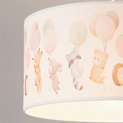 Brilagi - LED børnependel på wire BOBO 1xE27/60W/230V Ø 35 cm hvid/dyremotiv
