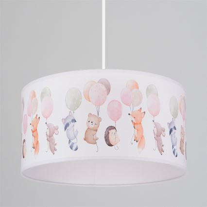 Brilagi - LED børnependel på wire BOBO 1xE27/60W/230V Ø 35 cm hvid/dyremotiv