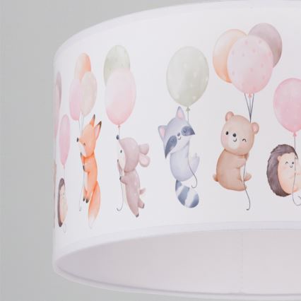 Brilagi - LED børnependel på wire BOBO 1xE27/60W/230V Ø 35 cm hvid/dyremotiv
