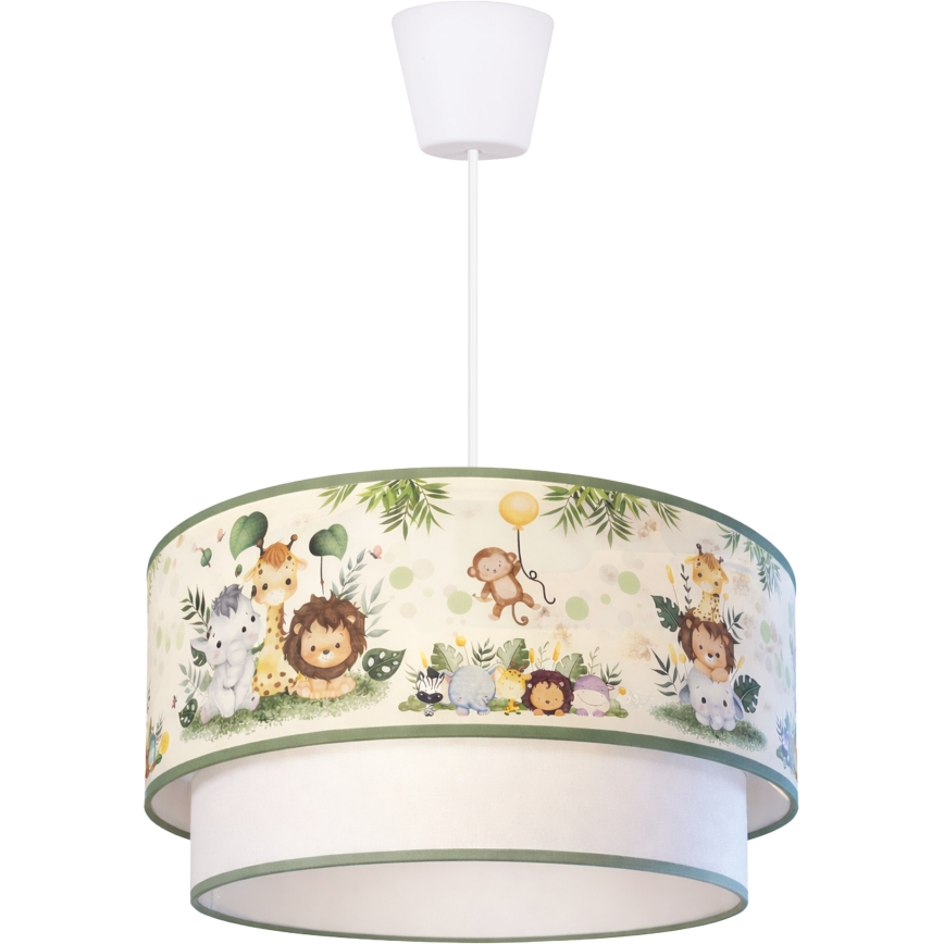 Brilagi - LED børnependel på ledning BOBO 1xE27/60W/230V Ø 40 cm creme/grøn/jungle