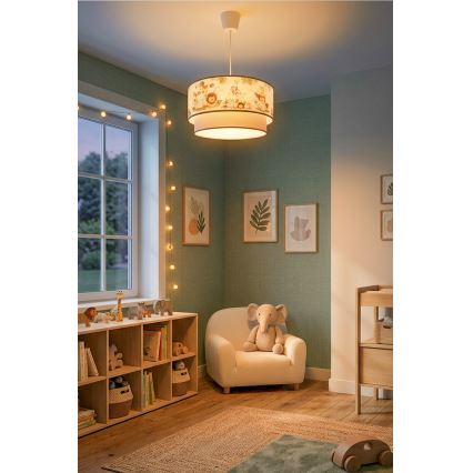 Brilagi - LED børnependel på ledning BOBO 1xE27/60W/230V Ø 40 cm creme/grøn/jungle