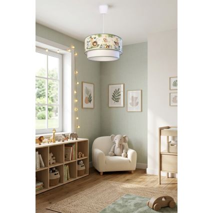 Brilagi - LED børnependel på ledning BOBO 1xE27/60W/230V Ø 40 cm creme/grøn/jungle