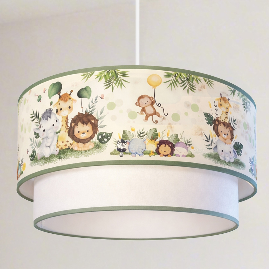 Brilagi - LED børnependel på ledning BOBO 1xE27/60W/230V Ø 40 cm creme/grøn/jungle