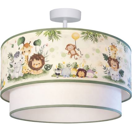 Brilagi - LED børneplafond BOBO 1xE27/10W/230V Ø 40 cm creme/grøn/jungle