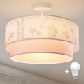 Brilagi - LED børneplafond BOBO 1xE27/10W/230V Ø 40 cm creme/rosa/kaniner