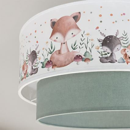 Brilagi - LED børneplafond BOBO 1xE27/10W/230V Ø 40 cm hvid/grøn/med dyremotiv