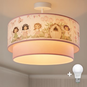 Brilagi - LED børneplafond BOBO 1xE27/10W/230V Ø 40 cm rosa/feer