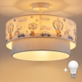 Brilagi - LED børneplafond BOBO 1xE27/60W/230V Ø 40 cm creme/blå/med bamser