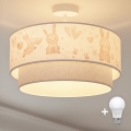 Brilagi - LED børneplafond BOBO 1xE27/60W/230V Ø 40 cm creme/grå/kaniner