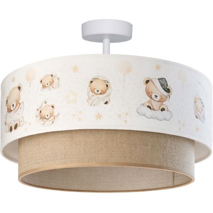 Brilagi-LED Børneplafond BOBO 1xE27/60W/230V Ø 40 cm hvid/beige/bamsemotiv