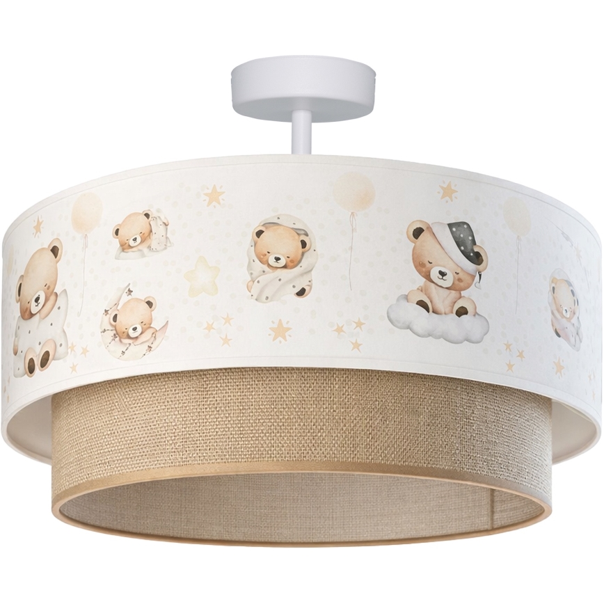 Brilagi-LED Børneplafond BOBO 1xE27/60W/230V Ø 40 cm hvid/beige/bamsemotiv