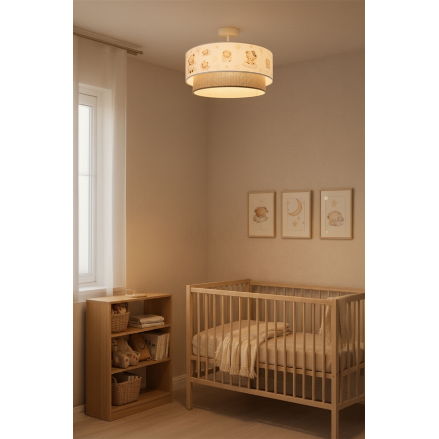 Brilagi-LED Børneplafond BOBO 1xE27/60W/230V Ø 40 cm hvid/beige/bamsemotiv